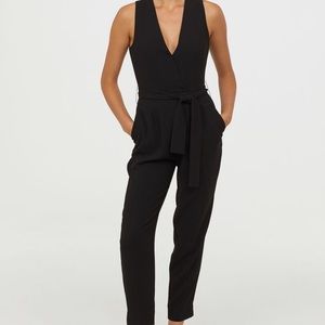 H&M Tie Waist Black Jumpsuit